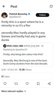 Patrick Beverley responds to a fan about his point on Johnny Furphy.